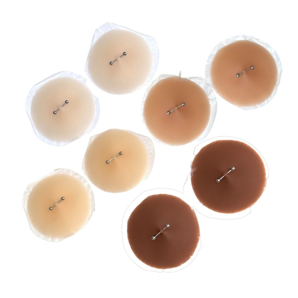 New Fake‎ Piercing Nipple Pasties Seamless toffee Adhesive Pierced Breast Pads